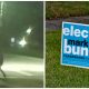 A Ring camera video shows a man stealing a sign supporting Clearwater City Councilman Mark Bunker. (Credit: Ring.com/WFLA)
