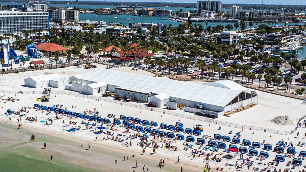 Organizers ready exhibits at the 2024 Pier 60 Sugar Sand Festival in Clearwater Beach, March 25, 2024. (Photo: ClearwaterDaily)